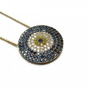 18k Gold Plated Over Silver 925 Evil Eye Necklace..